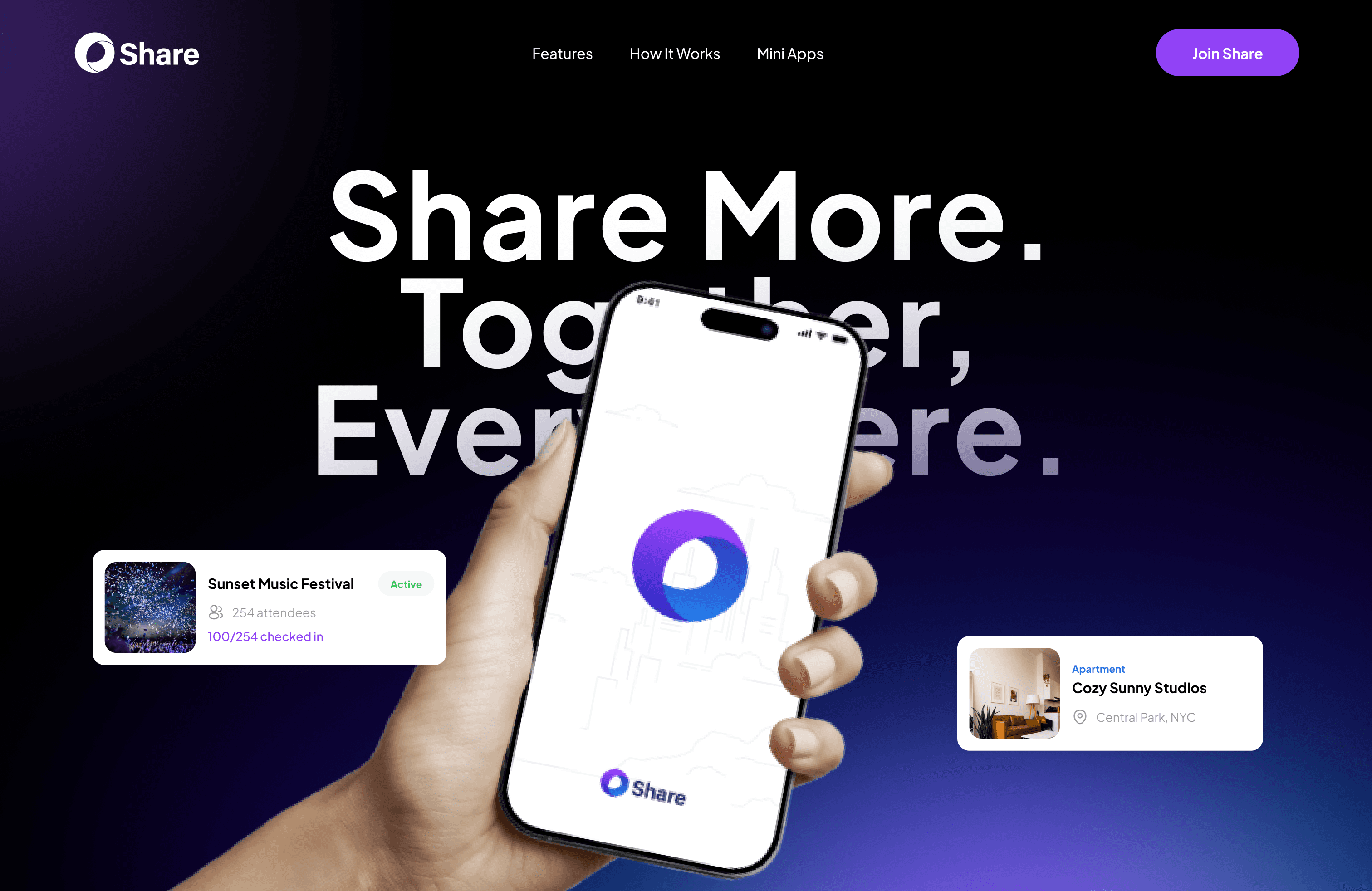 Share — Stays, events & sharing ecosystem preview